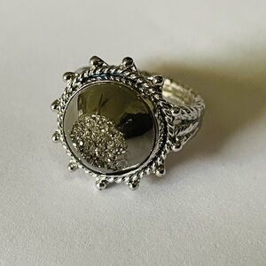 PJC Druzy Stone 925 Sterling Silver Ring sun design